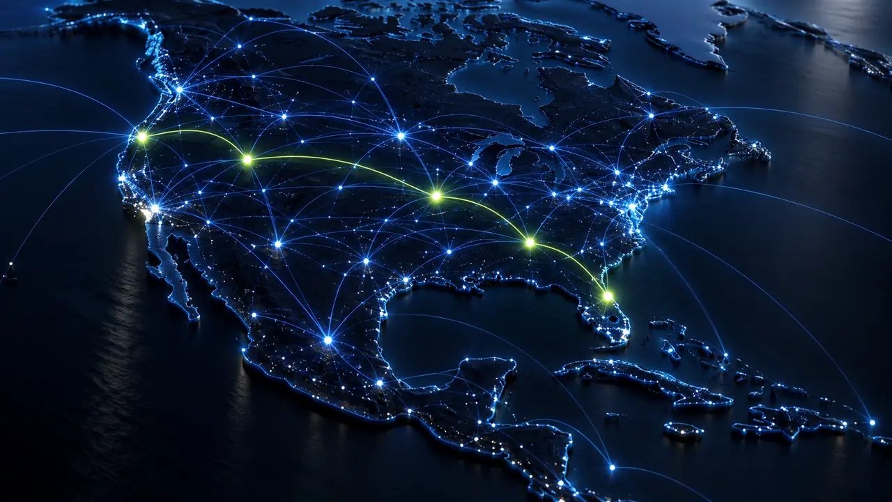 Connected North American transportation network